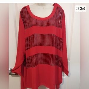 Lane Bryant Vibrant Red Sequin Blouse